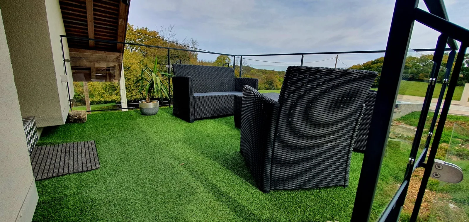 Terrasse vue prairie