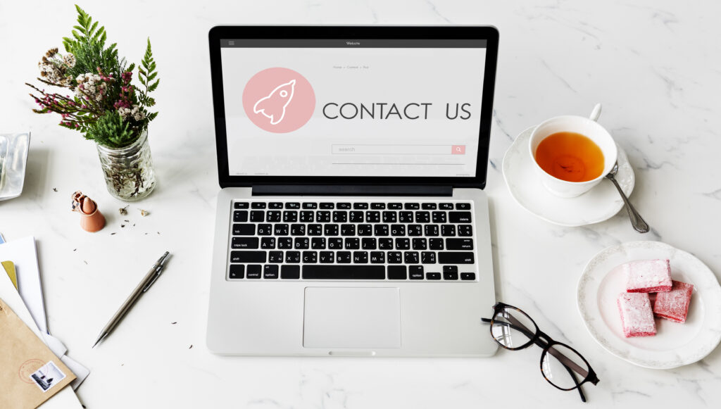 contact helpdesk customer service spaceship graphic concept